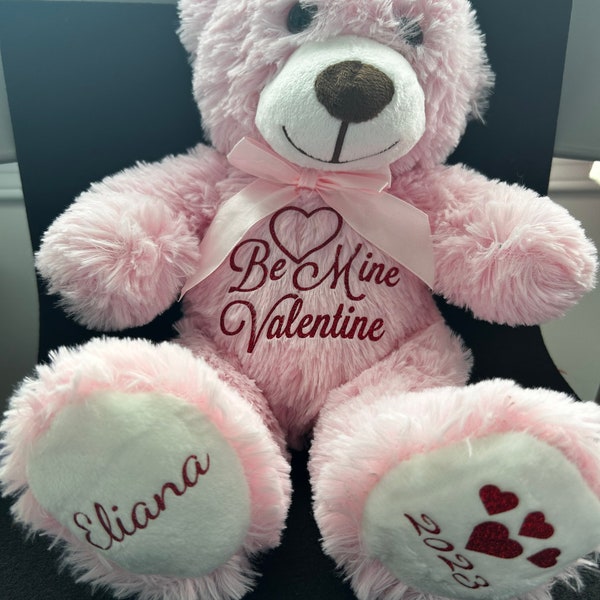 Valentine's Day Bear, Anniversary Gift, Birth Announcement, Birthday Gift, Personalized Teddy Bear