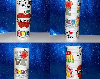 Custom Skinny 20oz Tumbler with Lid and Straw, Personalized Tumbler, Personalized Gift for Teachers