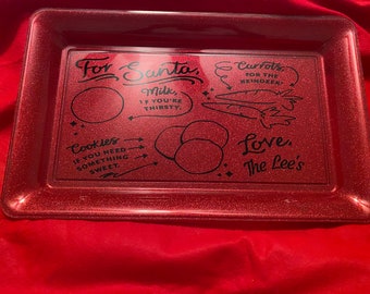 Personalized Santa’s Cookie Tray, Milk and Cookies for Santa