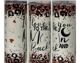 Skinny 20oz Sweetheart Tumbler w/Lid and Straw, Valentine's Tumbler, Couples' Gift, Love You To The Moon and Back