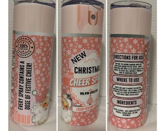 Skinny 20oz Christmas Tumbler w/Lid and Straw, Christmas Cheer Tumbler