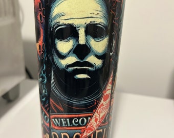 Halloween Villians Tumbler, Halloween Themed Tumbler, Skinny 20oz Tumbler w/Lid and Straw,