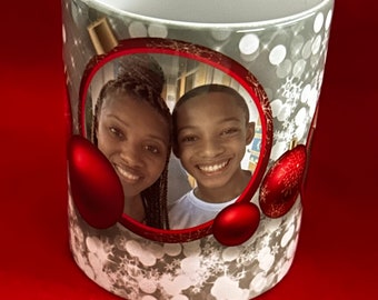 Custom Christmas Mug with 2 Photos, Mug Stocking Stuffer, Custom Printed Gift