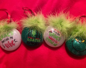 Custom Made Grinch Inspired Ornaments