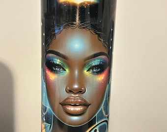 Skinny 20oz Zodiac African Women Tumbler, Gift for Women, Pisces Themed Tumbler