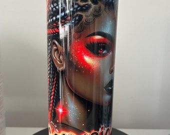 Skinny 20oz Zodiac African Women Tumbler, Gift for Women, Scorpio Themed Tumbler
