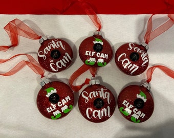 Handmade Santa Cam Ornament, Elf Cam Ornament