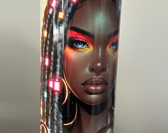 Skinny 20oz Zodiac African Women Tumbler, Gift for Women, Cancer Themed Tumbler