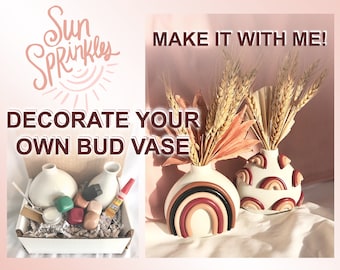 DIY Clay Decorated Bud Vase Kit/ Make your own NEUTRAL bud vase/ Crafting kit/ Vase Craft kit/ Ceramic diy kit/ Ceramic project/ Art project