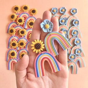 Pendientes de arcoíris retro/pendientes colgantes de flores de arcoíris/pendientes coloridos/pendientes divertidos/joyas de arcoíris/pendientes bohemios/pendientes llamativos/modernos