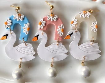 Handmade Swan Earrings: Statement Elegant Jewelry
