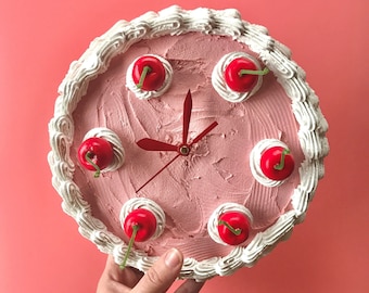 Cake Clock/ Decorative Wall Clock/ Y2k aesthetic home decor/ cute cake home accent/ faux cake/ dummy cake/ unique colorful home decor