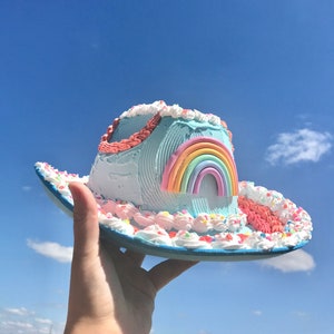 Frosted Cake Cowboy Hat/ Kawaii Cowboy Hat/ Cute Cake Accessories/ Sprinkles Frosting Rainbow Hat/ Party Hat/ Bachelorette Party