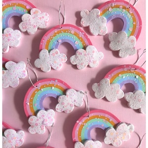 Glitter Rainbow Earrings/ Kawaii Holographic Earrings/ Y2k Rainbow Jewelry/ Statement Earrings