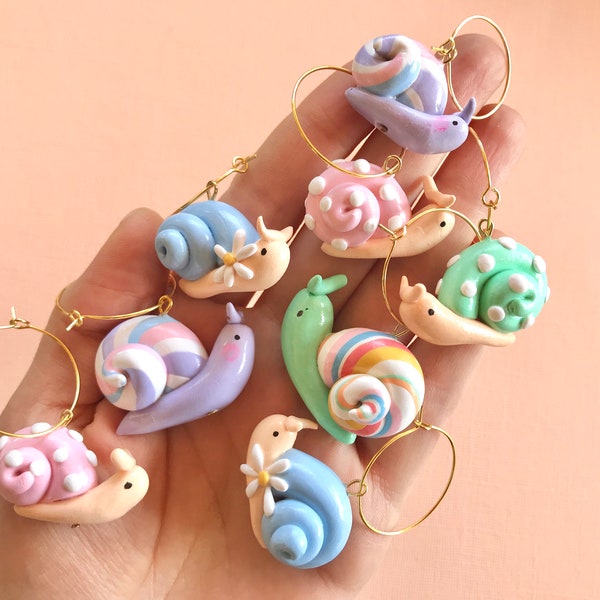 Snail Pal Earrings/ Cottagecore earrings/ Snail Jewelry/ Quirky earrings/ funky earrings/ fun earrings/ cool earrings/ weird earrings