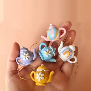 Teapot Earrings/ Tea Party Earrings/ Cute Teapot Earring/ Tea Jewelry/ Cute Earrings/ Colorful Earrings/ Cottagecore earrings