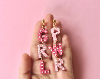 Handmade GRL PWR Earrings: Pink Statement Feminist Jewelry