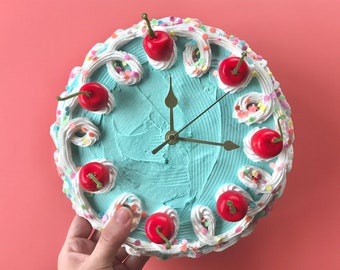 Cake Clock/ Decorative Wall Clock/ Y2k aesthetic home decor/ cute cake home accent/ faux cake/ dummy cake/ unique colorful home decor