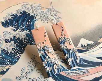 Great Wave off Kanagawa Earrings/ Art Inspired Earrings/ Japanese Style Art Print Earrings/ Ocean Earrings/ Beachy Jewelry/ Wave Jewelry