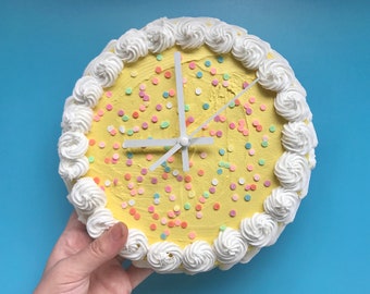 Cake Clock/ Decorative Wall Clock/ Y2k aesthetic home decor/ cute cake home accent/ faux cake/ dummy cake/ unique colorful home decor