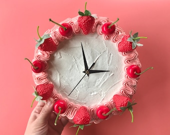 Cake Clock/ Decorative Wall Clock/ Y2k aesthetic home decor/ cute cake home accent/ faux cake/ dummy cake/ unique colorful home decor