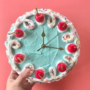 Cake Clock/ Decorative Wall Clock/ Y2k aesthetic home decor/ cute cake home accent/ faux cake/ dummy cake/ unique colorful home decor image 2