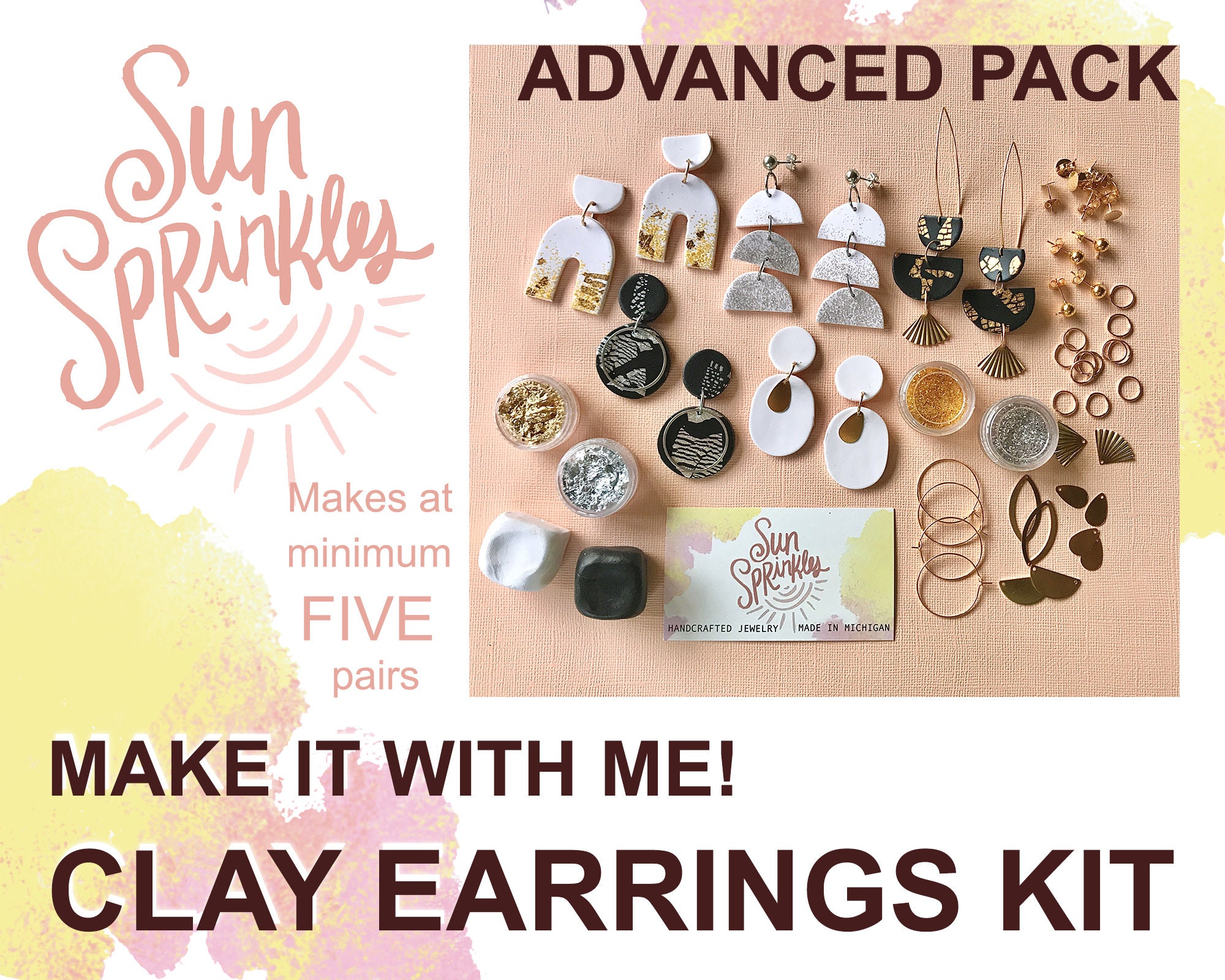 DIY Polymer Clay Earring Kit  Comes with Neutral Polymer Clay
