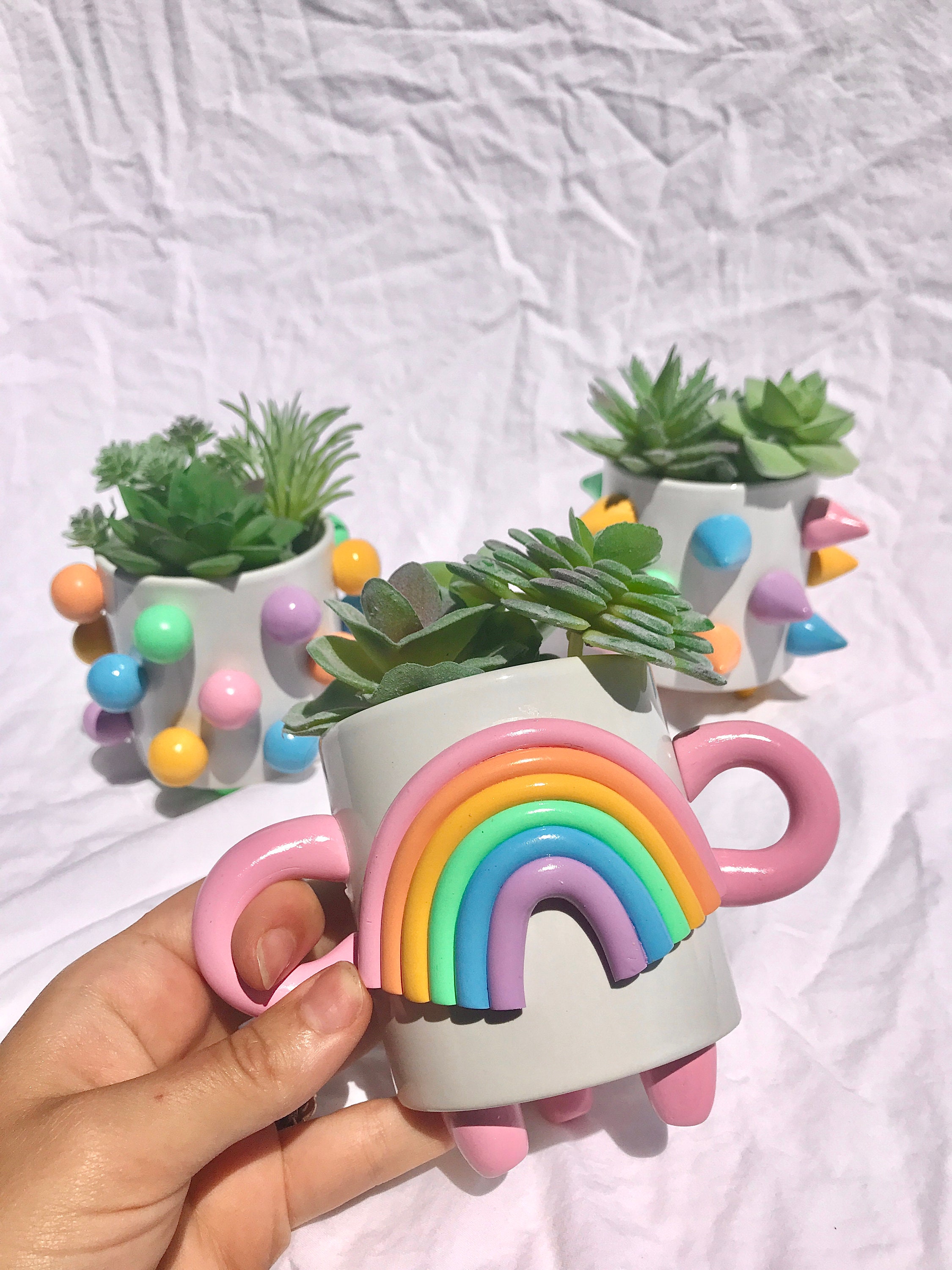 Colorful Planter Pots/ Rainbow Planter/ Succulent Planters/ Etsy Canada