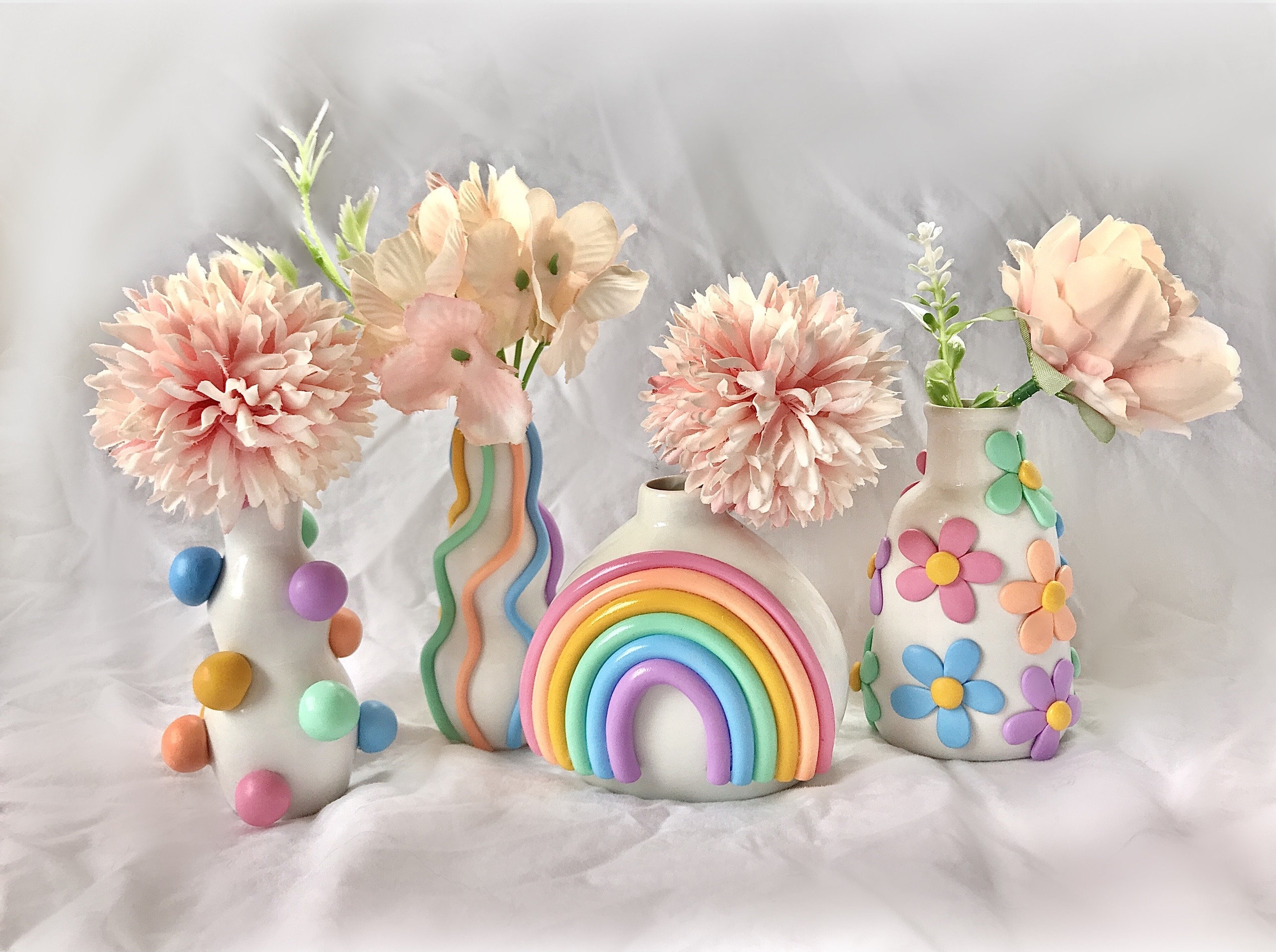 レトロで折衷的なカラフルなつぼみの花瓶/かわいい陶器の花瓶