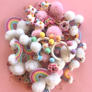 Confetti Geometric Ball Hoops/ Colorful Hoop Earrings/ Modern Hoop Earrings/ Rainbow Hoops/ Geometric earrings/fun earrings/colorful jewelry image 3