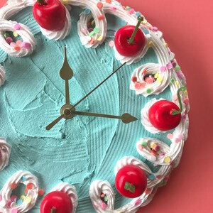 Cake Clock/ Decorative Wall Clock/ Y2k aesthetic home decor/ cute cake home accent/ faux cake/ dummy cake/ unique colorful home decor image 5