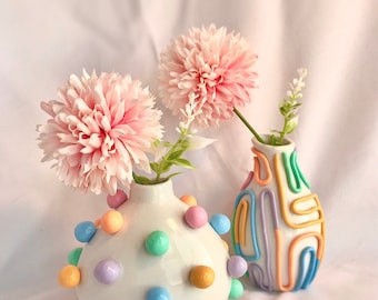 レトロな折衷的なカラフルなつぼみの花瓶/かわいい陶器の花瓶