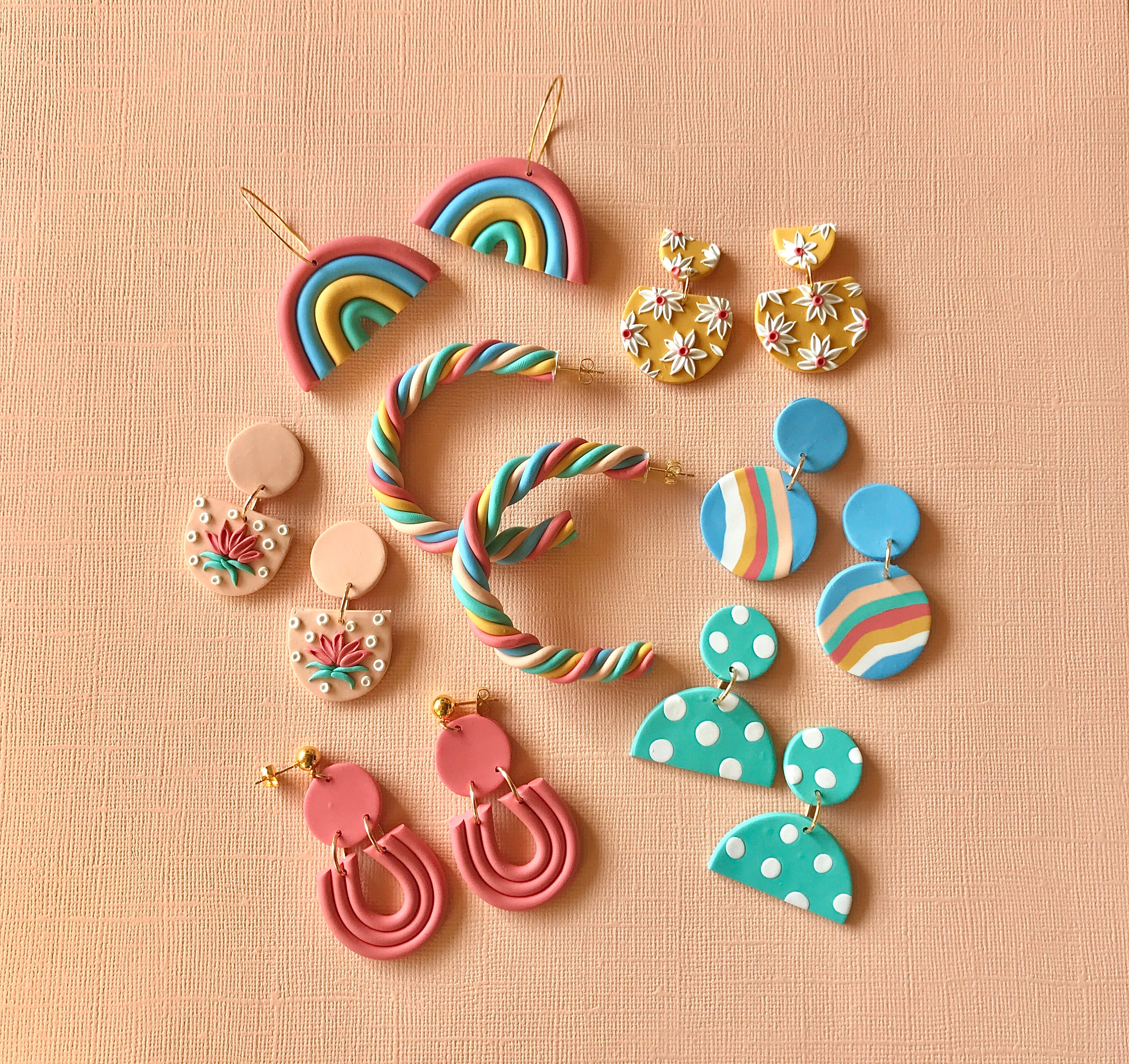 Beginners DIY Clay Earrings Kit/ Sun Sprinkles NEUTRAL Version