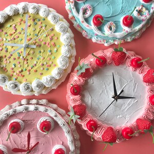Cake Clock/ Decorative Wall Clock/ Y2k aesthetic home decor/ cute cake home accent/ faux cake/ dummy cake/ unique colorful home decor image 7