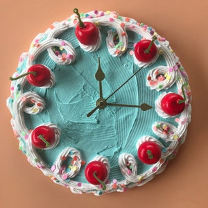 Cake Clock/ Decorative Wall Clock/ Y2k aesthetic home decor/ cute cake home accent/ faux cake/ dummy cake/ unique colorful home decor image 4