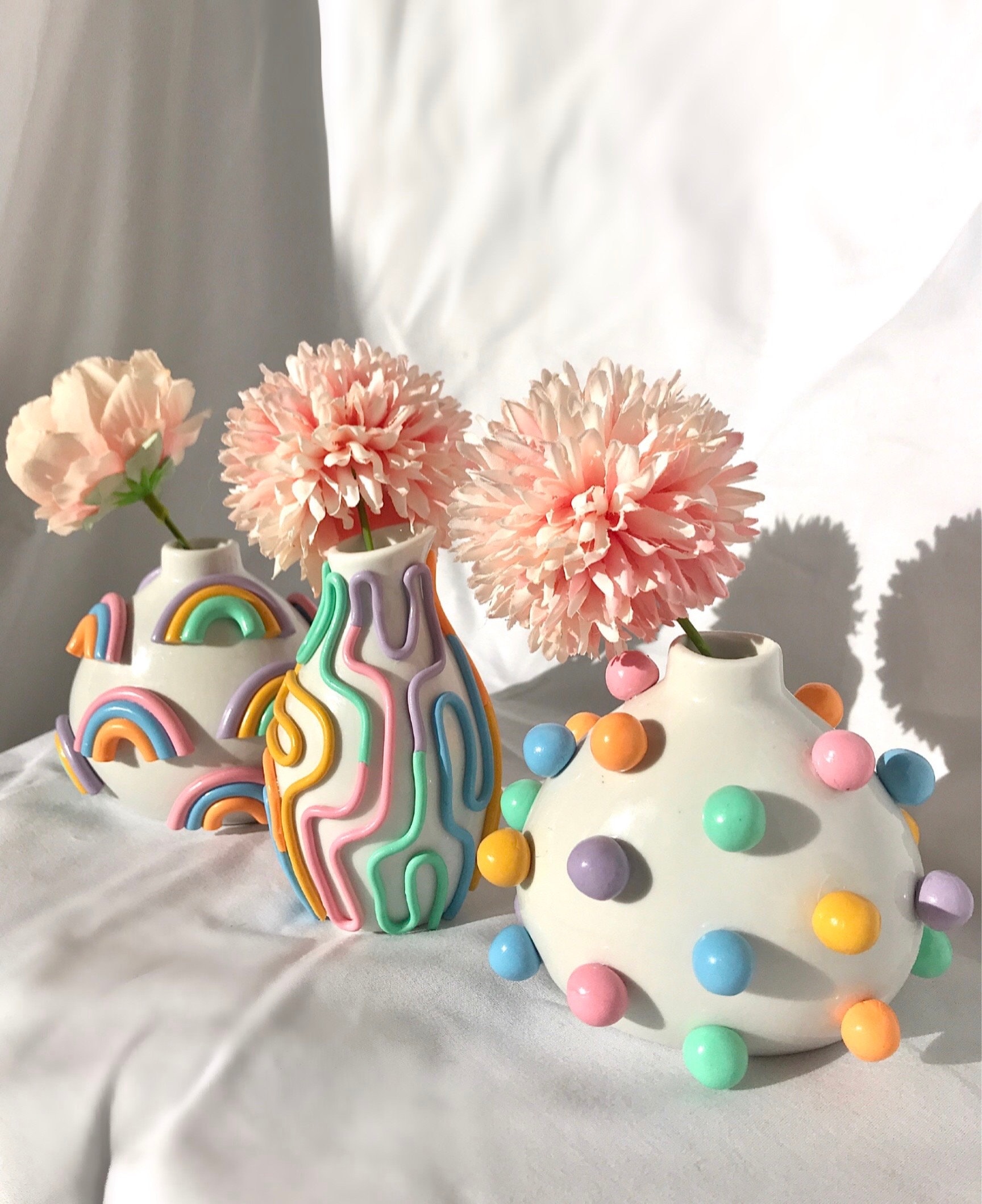レトロな折衷的なカラフルなつぼみの花瓶/かわいい陶器の花瓶