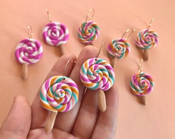 Kawaii Colorful Lollipop Earrings: Candy themed jewelry