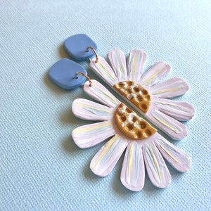 Daisy Earrings/ Flower Earrings/ Floral Earrings/ Daisy Jewelry/ Polymer Clay Earrings/ Statement Earrings/ Modern Earrings/ Cute Earrings image 5