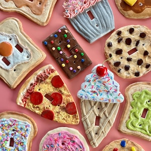 Food Light Switch Cover/ Breakfast Faux Food Decor/ Cute Food Home Decor/ Outlet Cover/ Pizza Pancake Toast Cookie Ice Cream Kawaii Art