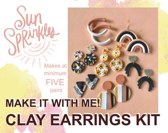 Beginners DIY Clay Earrings Kit/ Sun Sprinkles NEUTRAL Version/ DIY Jewelry  Kit/ Make Your Own Polymer Clay Earrings/gift Box Crafting Kit 