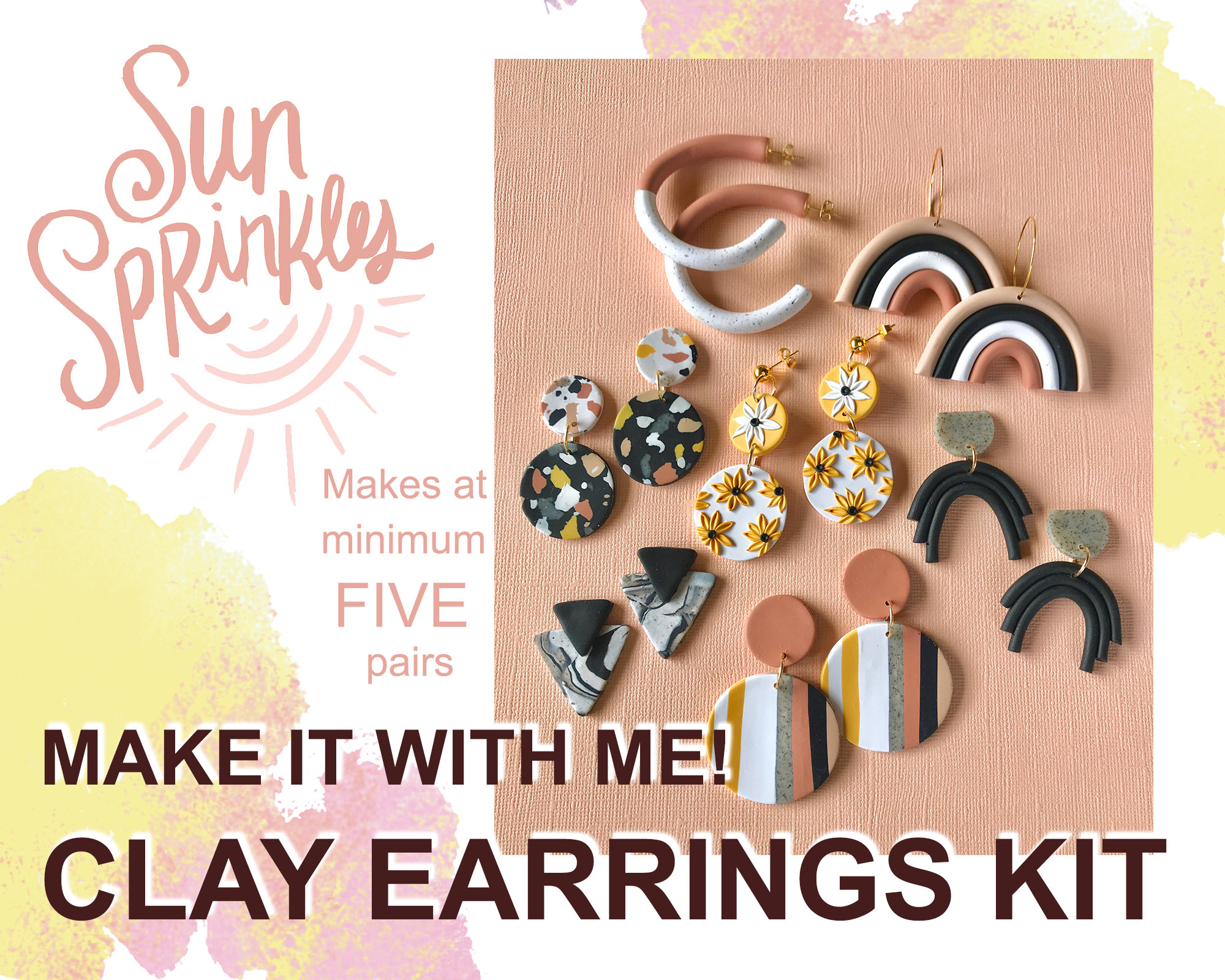 Beginners DIY Clay Earrings Kit/ Sun Sprinkles NEUTRAL Version/ DIY Jewelry  Kit/ Make Your Own Polymer Clay Earrings/gift Box Crafting Kit 