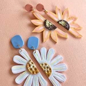 Daisy Earrings/ Flower Earrings/ Floral Earrings/ Daisy Jewelry/ Polymer Clay Earrings/ Statement Earrings/ Modern Earrings/ Cute Earrings image 10