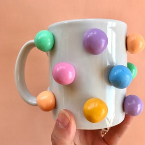 Colorful 3d Coffee Mug/ Handmade Ceramic Mug/ Rainbow Mug/ Modern happy coffee lover gift/ Mushroom Mug/ Cute Coffee Mugs/ Ceramic Mug image 6