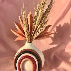 Retro Eclectic Desert Bud Vase/ Cute Ceramic Vase/ Rainbow Pot Planter/ Modern ceramic vase/ neutral ceramics/ Boho home decor/ desert style image 5