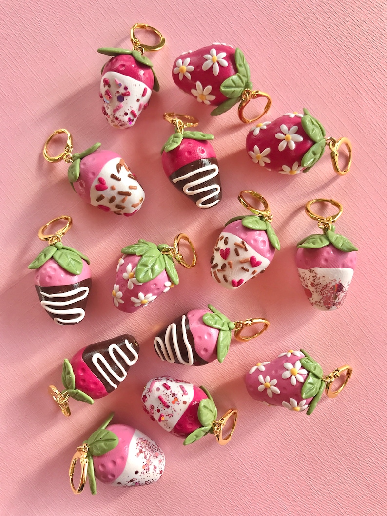 Chocolate Dipped Strawberry Earrings/ Daisy Strawberry Etsy