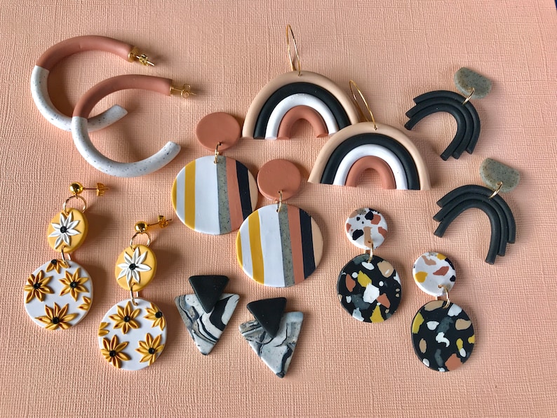 Beginners DIY Clay Earrings Kit/ Sun Sprinkles NEUTRAL Etsy