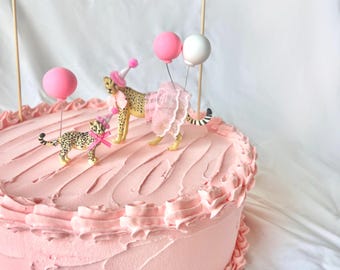 Cheetah Cake Topper: Safari Animal Birthday Party Decorations for Girl