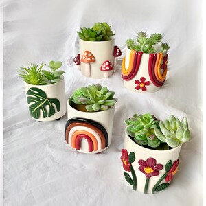 Neutral Planter Pots/ Rainbow Planter/ Succulent Planters/ Monstera Leaf Home Decor/ Boho Ceramics/ Modern Ceramic Pots/ Home Accents bild 7