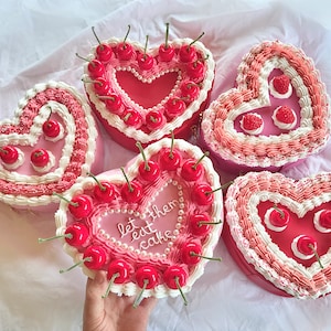 Pink and Red Heart Shaped Cake Purse/ Frosted Kawaii Purse/ Cute Cake Handbag/ Crossbody Bag/ Unique Fashion Bag/Frosting Cherry