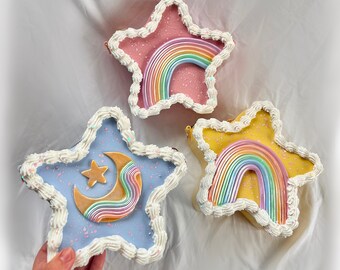 Star Shaped Celestial Cake Purse/ Frosted Glitter Kawaii Purse/ Cute Cake Handbag/ Crossbody Bag/ Unique Fashion Bag/ Rainbow Colorful Bag